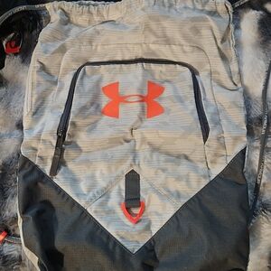 Under Armour Light Gray and Black Backpack with Orange Accent